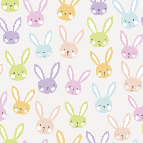 Cute colorful kawaii bunnies for spring