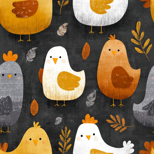 fall chickens on black background