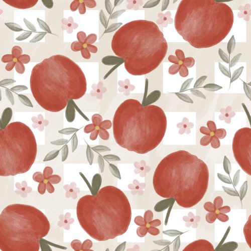 apples on gingham background