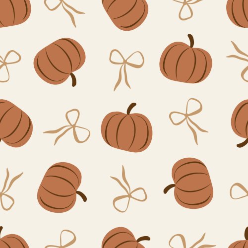 Tossed pumpkins with bows, cute girls Fall or Halloween print