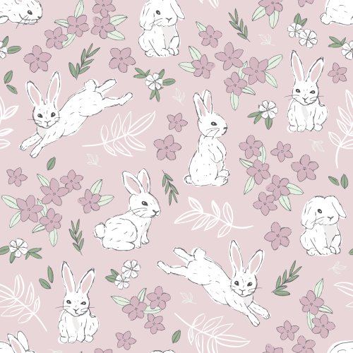 easter design with bunnies and flowers