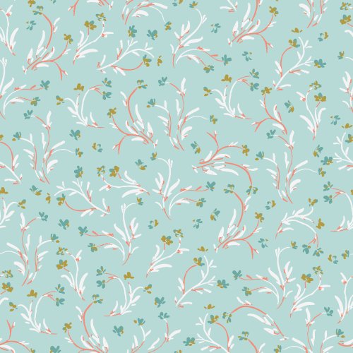 playful sweeping florals in pastel tones on a light teal background for Bless The Lord quilt kit
