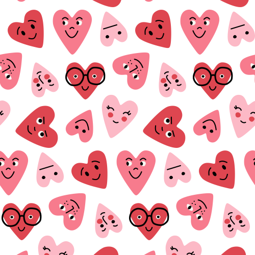 hearts with smiley faces