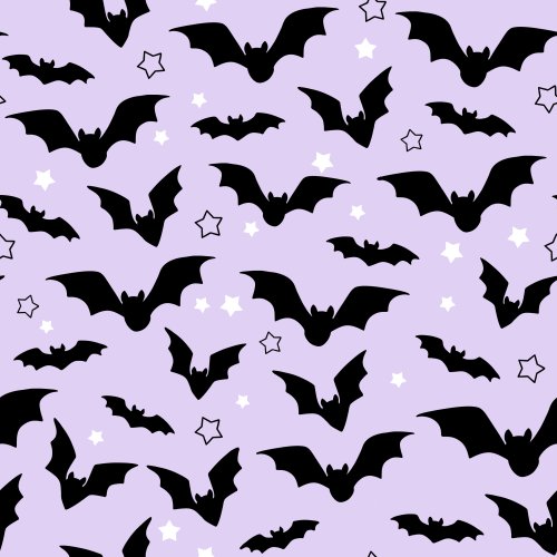 halloween bats and stars on purple background