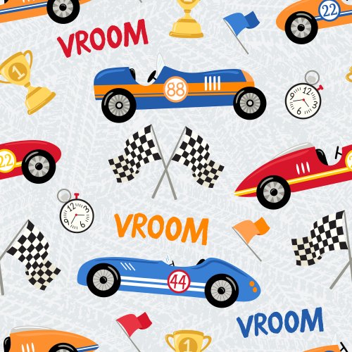 Vintage race car seamless pattern