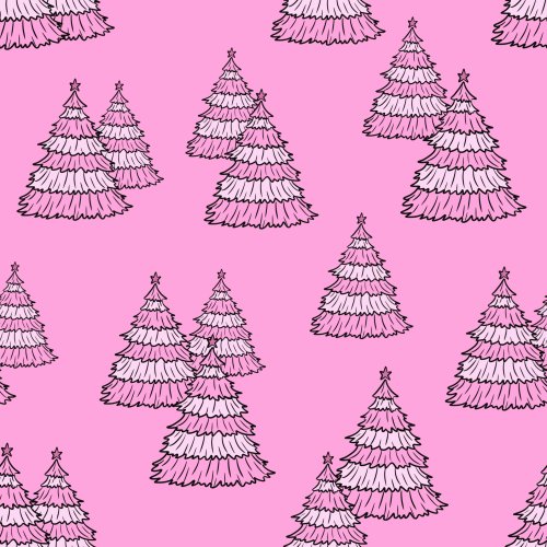 pink christmas tree fabric