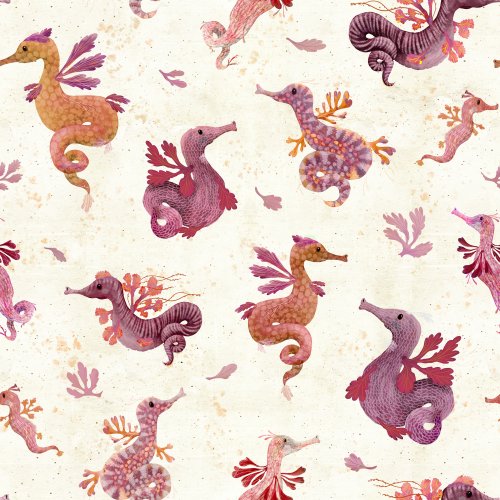 Beautiful sea dragons with flowing leafy foliage drifting gracefully in an underwater scene with a soft marine background.