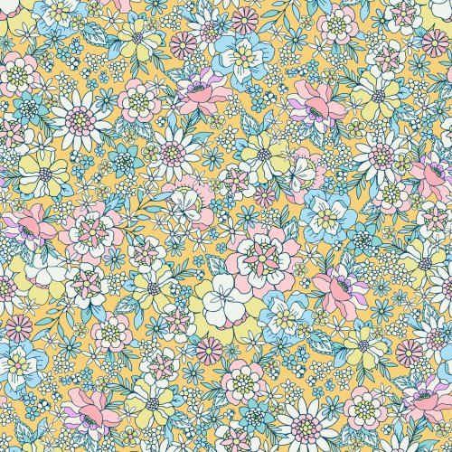 yellow retro floral design