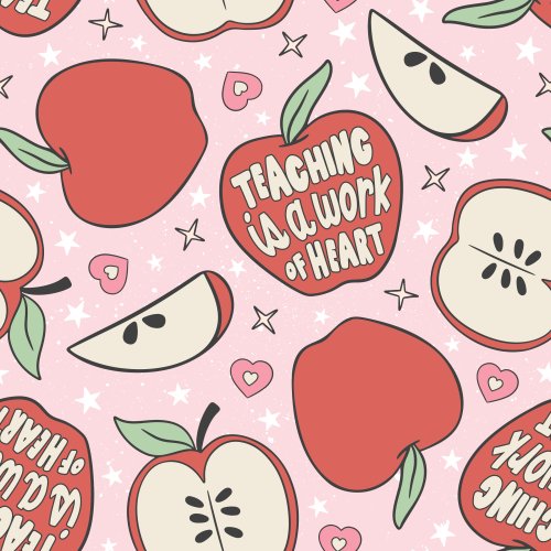 back to school design with text "Teaching is a Work of Heart"