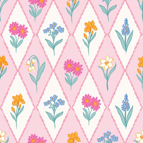 spring flowers in diamond pattern