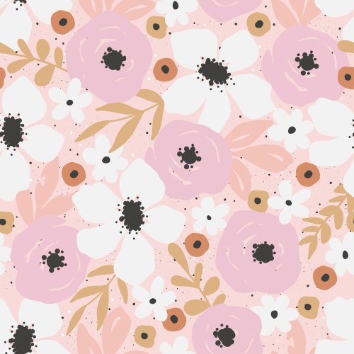 Pink spring floral fabric design