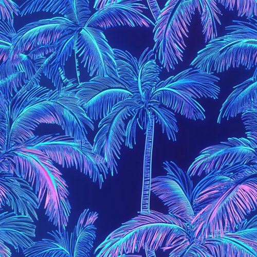 bright neon blue palm trees