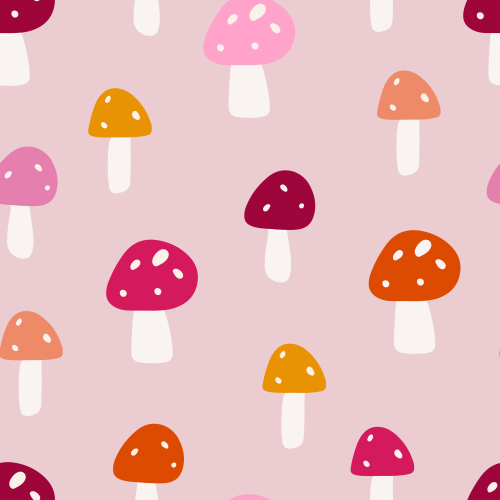 Cute pink, orange, yellow mushrooms.  