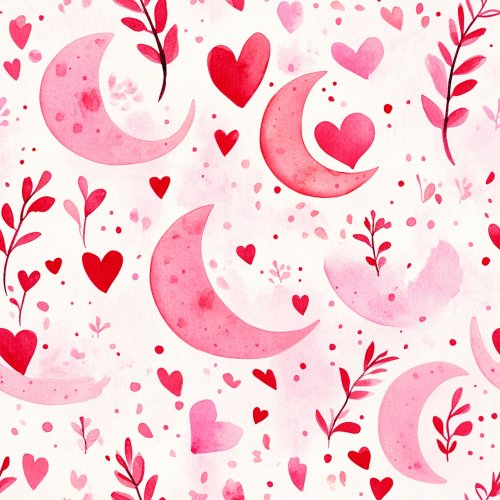 pink hearts and crescent moons