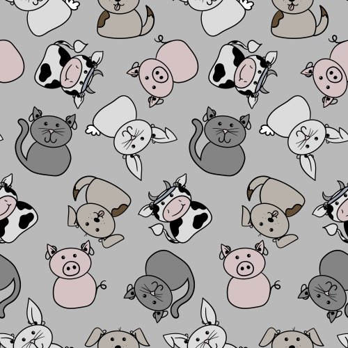 animals with hearing aids tossed on a gray background