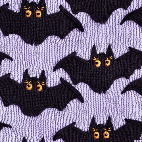 purple and black knitted bat design