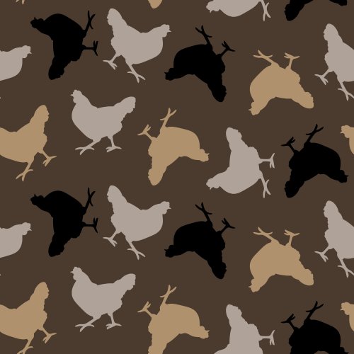 brown, black, and tan chickens on a brown background