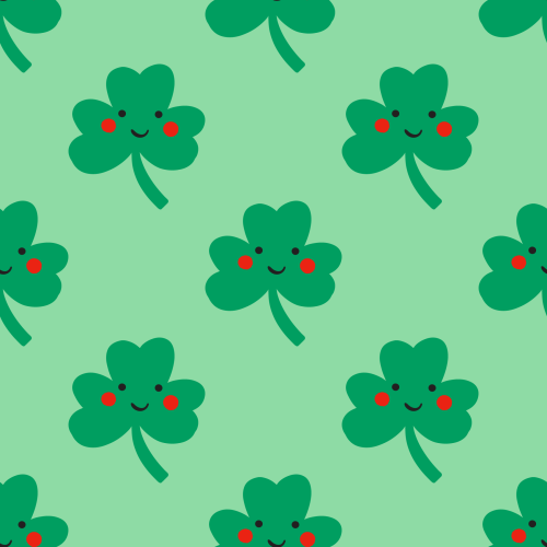 Cute smiley St Patrick's Day clovers, various colours 