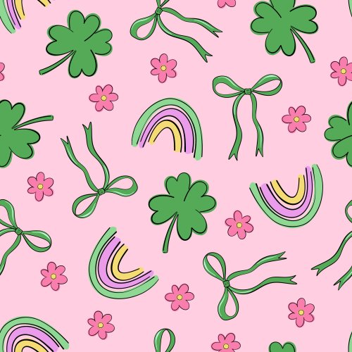 Cute tossed rainbows, clovers, bows