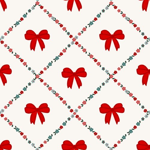 red christmas bows with trellis