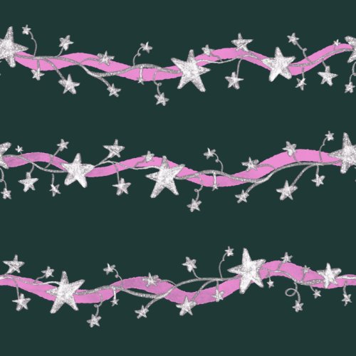 hand drawn ribbon stripes with silver star accents to look like Christmas modern garland