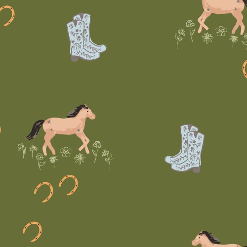 hand drawn horses galloping through a field