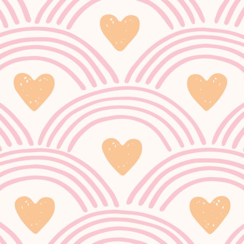 playful scallop pattern design with hearts and lines