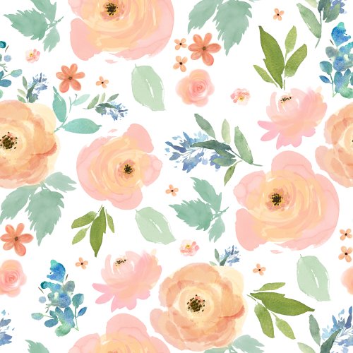 Peach and pink floral fabric design