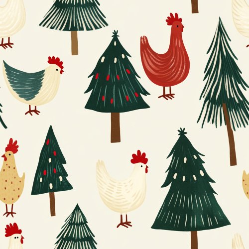 christmas chickens and christmas tress