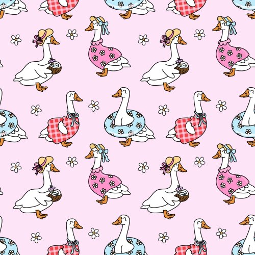 summer geese on pink background