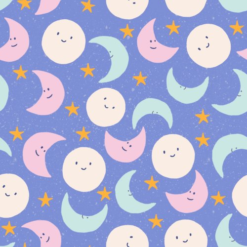 moon and stars on blue background