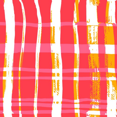 Hand painted gingham red orange pink lines and joyful essence, other designs to match. 