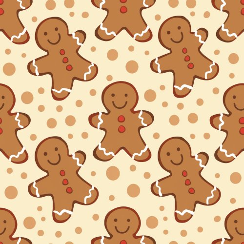 gingerbread men on cream background with dots