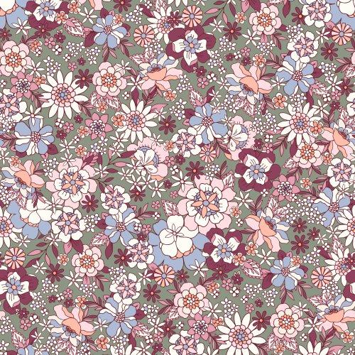 Candyfloss Fall Florals in Sage Berry retro floral