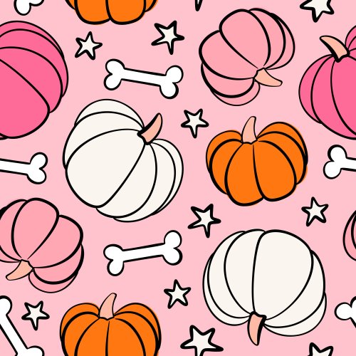 Tossed pumpkins, dog bones, stars