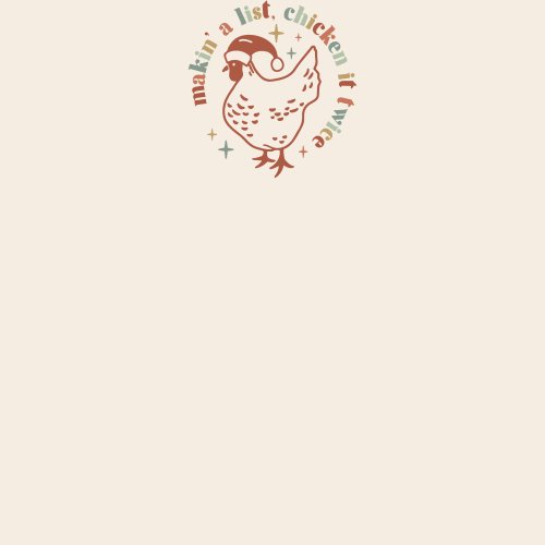 Hand drawn chicken surrounded by text in a circle shape.