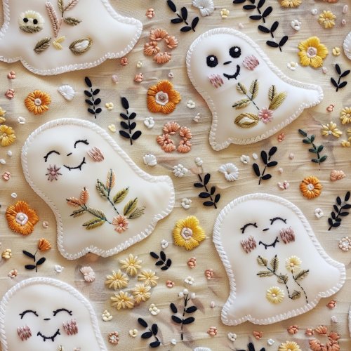 cute embroidered ghost halloween design