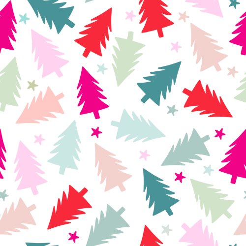 multicolor christmas trees with snowflakes