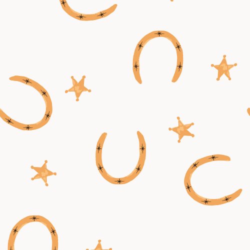hand drawn horse shoes and stars tossed pattern