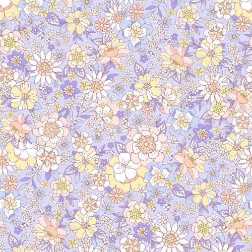 periwinkle purple blue retro floral design 