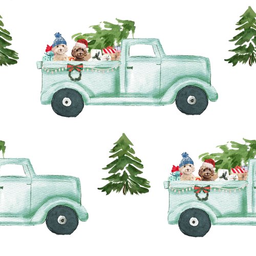 christmas dogs riding in vintage truck