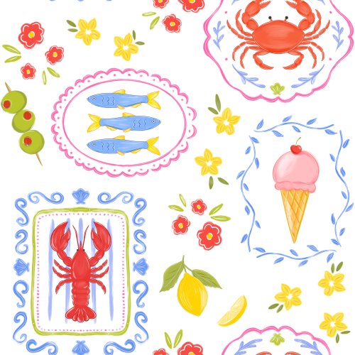 Summer patchwork frame design with Coastal elements 