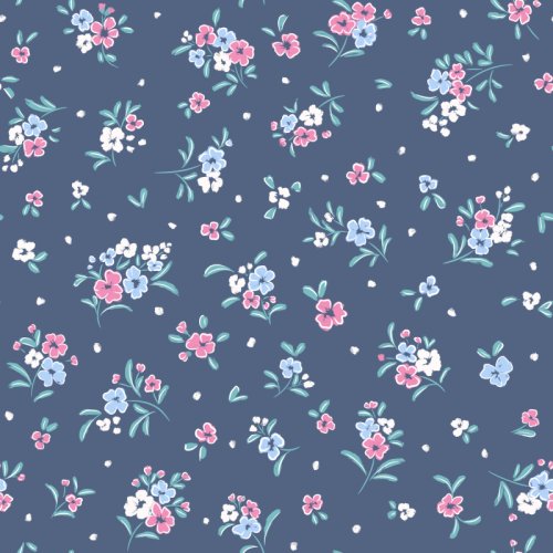 Pastel painted florals on navy 