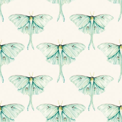 mint luna moths on cream background