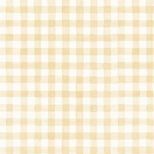 a handpainted watercolor gingham in yellow on a cream background
