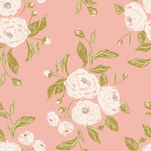 Hand painted illustrative roses on a pink background