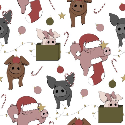 Christmas pigs on a white background