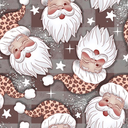 santa with leopard print santa hat