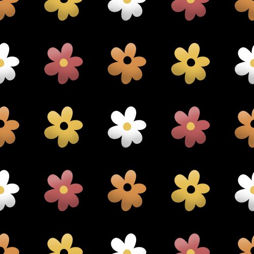 red, orange, yellow, and white flowers on a black background