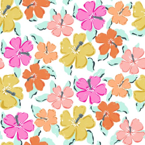 fun modern colorful hibiscus floral for summer 